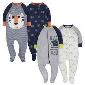 Gerber Kids One Pieces Footies - Tiger & Hedgehog Baby Boys Sleep 'N Plays